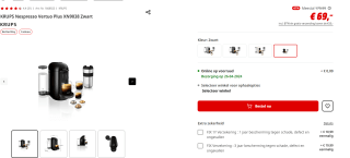 KRUPS Nespresso Vertuo Plus XN9038 voor €69 bij Mediamarkt