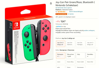 Joy-Con Neon Groen/Roze voor €64,95 bij Amazon.