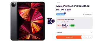 Apple iPad Pro (2021) 11" Wi-Fi, 8GB ram, 512GB opslag, Zilver voor €899 bij Ibood