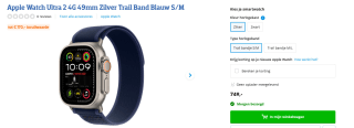APPLE Watch Ultra 2 GPS + Cellular 49mm Blue Trail Loop S/M Smartwatch Blue voor €749 bij Coolblue