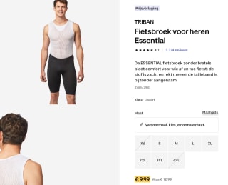 TRIBAN Fietsbroek voor heren Essential voor €9,95 bij Decathlon