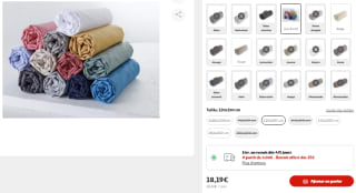 Actuel Drap housse uni en coton 57 fils à 18,19€