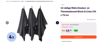 Thee- en Keukendoek Blocks & Lines Off Black Set van 12 Stuks voor €19,95 bij Ibood