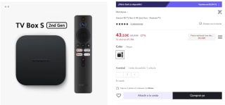Xiaomi Mi TV Box S 4K 2nd Gen - Android TV por 35,53€ (cuenta nueva por 31,53€)
