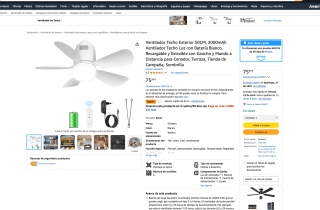 Ventilador Techo Exterior recargable Gliztech 50cm 2000mAh por solo 53,19€