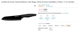 Cuchillo de Cocina Vasconia por $100 en Amazon