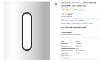 Sonos Sub Mini voor €379 bij Amazon
