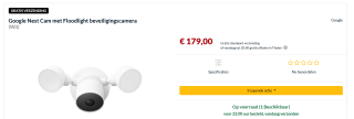 Google Nest Cam met spotlight - Buiten - Draadloos voor €179 bij Alternate