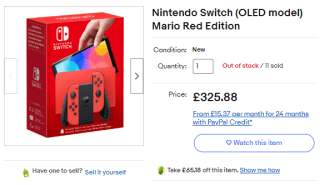 Procure a Nintendo Switch (OLED model) Mario Red edition at eBay for £273.48
