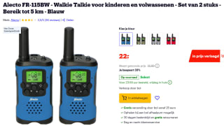 Alecto FR-115BW Walkie Talkie voor €22 bij Bol