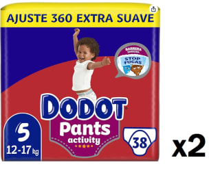 2 Packs de Dodot Pants Activity Extra Jumbo Pack Talla 5 , 38 unidades por 26.99€