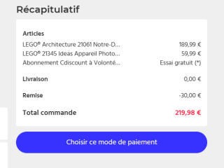 De 2 Lego set voor de halve prijs bij Cdiscount