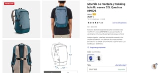 Mochila de montaña y trekking bolsillo nevera 20L Quechua NH500 por 28,99€