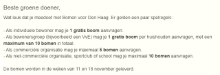 Gratis boom voor inwoners van gemeente Den Haag