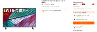Televisor LG 75UR781C0LK 75" LED UltraHD 4K HDR10 por 669€