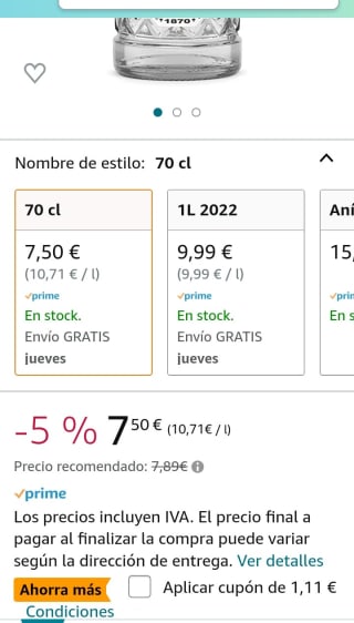 Anís del Mono Dulce, 70cl por 6,39€.