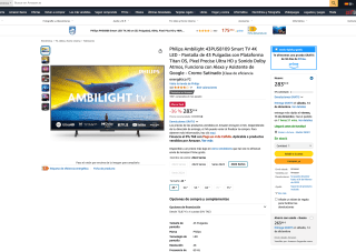 Philips Ambilight 43PUS8109 Smart TV 4K LED 43" Plataforma Titan OS Pixel Precise Ultra HD y Sonido Dolby Atmos por solo 283,50€