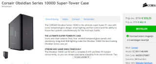 Corsair Obsidian 1000D Big Tower behuizing voor €559,25 bij Hardwarewebwinkel