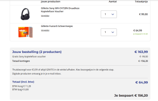 Gratis Sony WH-CH720N Draadloze Koptelefoon bij voordeelverpakking Gilette bij Trekpleister