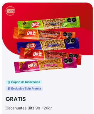 Cacahuates Gratis en Spin Premia de OXXO