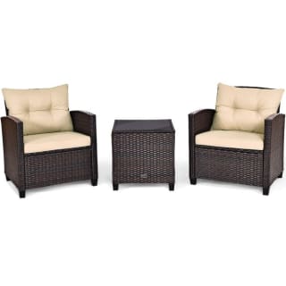 Set 3 Piezas Muebles Conversación de Patio Sofá en Ratán de Exterior con Cojín Lavable por 290,99€