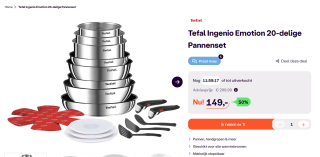 Tefal Ingenio Emotion ON - 20-delige Pannenset voor €149 bij Ibood