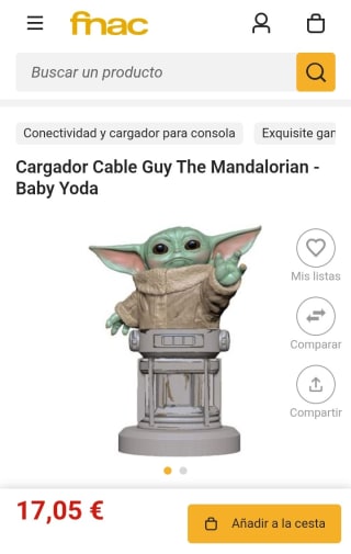 Cable Guy The Mandalorian Baby Yoda por 17,05€(socios)