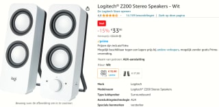 Logitech speakers Z200 Wit voor €33,90 bij Amazon