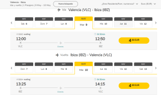 Vuelos ida y vuelta a Ibiza desde Valencia a 8€