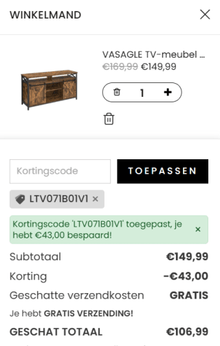 VASAGLE TV-meubel landelijke stijl vintage bruin voor €106,99 dmv code bij Songmics