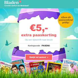 €5 korting op een tijdschrift naar keuze bij Bladen