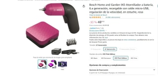 Atornillador a batería, 6.a generación marca Bosch rosa por 48,95€