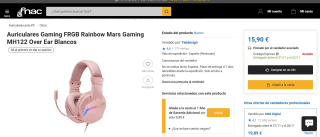 Auriculares Gaming FRGB Rainbow Mars Gaming MH122 Over Ear por 15,90€