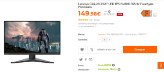 Monitor Lenovo G24-20 23.8" LED IPS FullHD por 149.98€