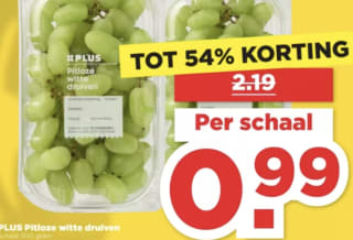 PLUS Druiven wit pitloos 500 gram €0.99