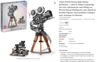 LEGO Disney Walt Disney eerbetoon – camera 100ste Verjaardag voor €66,99 bij Amazon