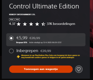 Control Ultimate Edition (PS4/PS5) voor €5,99 in de PlayStation Store