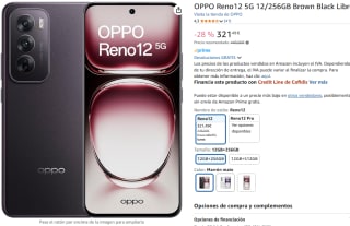 OPPO Reno12 5G 12/256GB por 321,49€
