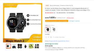 Reloj inteligente Honor Magic Watch 2 por $1,659.91 en AliExpress