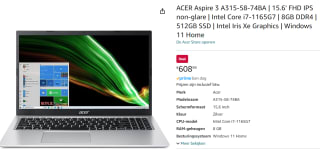 Acer Aspire 3 A315-58-74BA laptop voor €608,99 bij Amazon