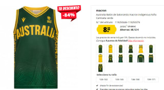 Australia baloncesto camiseta primera y segunda equipación por 8,88€