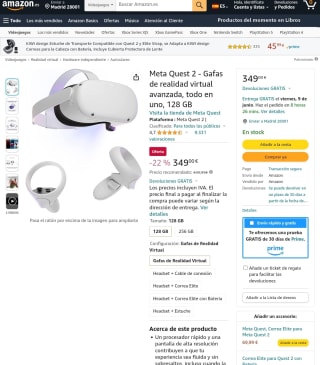 Oculus quest 2 128GB por solo 349,99€