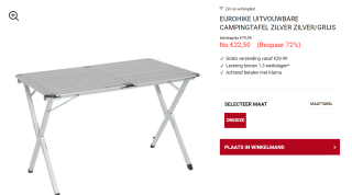 Eurohike Aluminium campingtafel 110x70 voor €22,50 bij Perry Sport
