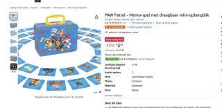 Memo-spel Paw Patrol incl opbergblik voor €3,59