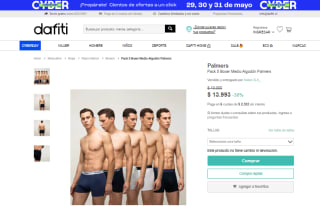 Pack de 5 boxer Palmers de algodón por $13.993