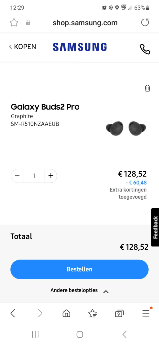 galaxy buds 2 pro 60 euro korting