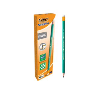 BIC Lápiz Evolution Original 655 HB con goma de borrar caja de 12 unidades color verde por solo 2,10€