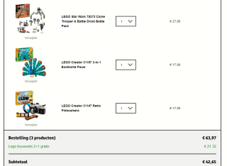 Alle Lego bouwsets 2+1 gratis bij Kruidvat