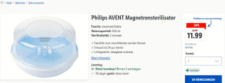 Philips Avent SCF281/02 Magnetron sterilisator voor €11,99 in de Lidl webshop