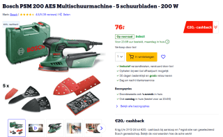 Bosch PSM 200 AES Multischuurmachine voor €56 na cashback bij Bol